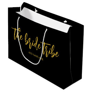 Bolsa De Regalo Grande Novia Tribu Personalizada Bodas Negro Oro