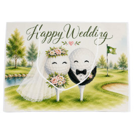 Bolsa De Regalo Grande Novia y Novio de Boda de Golf pelota 