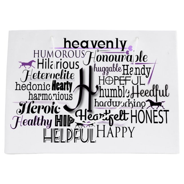 Bolsa De Regalo Grande Nube de palabras adjetiva que comienza con la letr (Anverso)