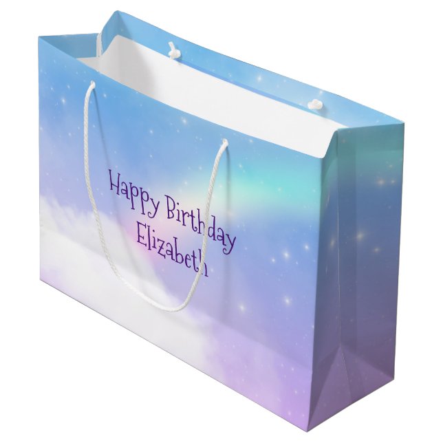 Bolsa De Regalo Grande Nubes mágicas pasteles y cumpleaños arcoiris (Angulo Anverso)
