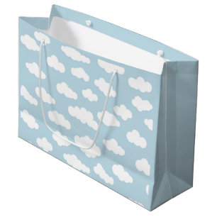 Bolsa De Regalo Grande Nubes Pastel Bebé Estético Azul Y Blanco
