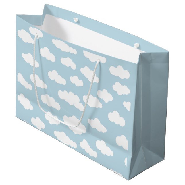 Bolsa De Regalo Grande Nubes Pastel Bebé Estético Azul Y Blanco (Angulo Anverso)