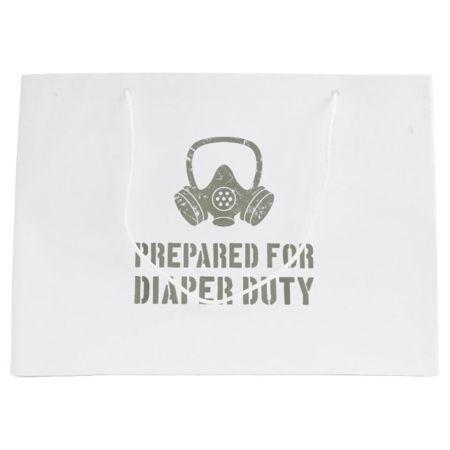 Bolsa De Regalo Grande Nuevo Padre Preparado Para Diaper Duty Funny (Anverso)