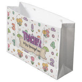 Bolsa De Regalo Grande Números de la escuela del profesor morado Patrón 