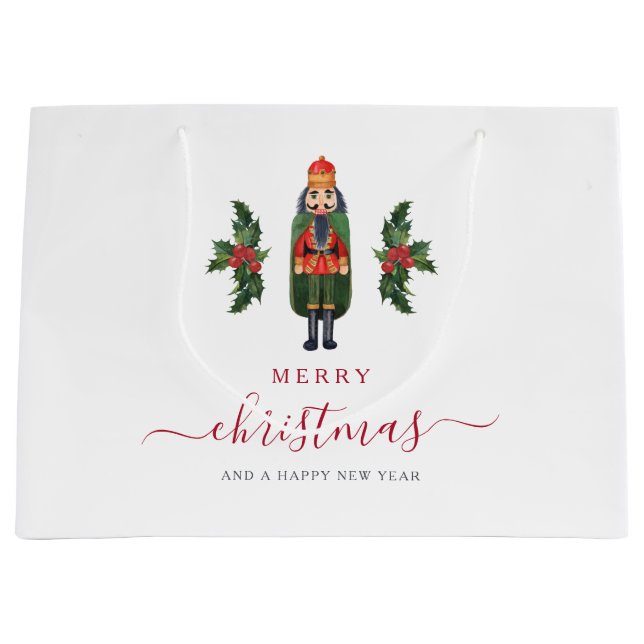 Bolsa De Regalo Grande Nutcracker Festivo Feliz Navidad (Anverso)