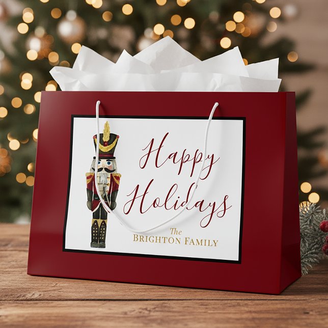 Bolsa De Regalo Grande Nutcracker Red Happy Holidays Classic Christmas  (Subido por el creador)