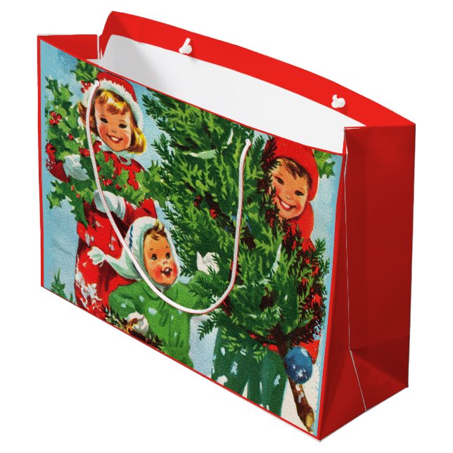 Bolsa De Regalo Grande Obteniendo el árbol de Navidad (Angulo reverso)