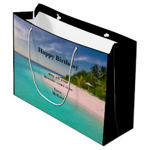 Bolsa De Regalo Grande Océano Acuamarino Playa Tropical Escénica Cumpleañ