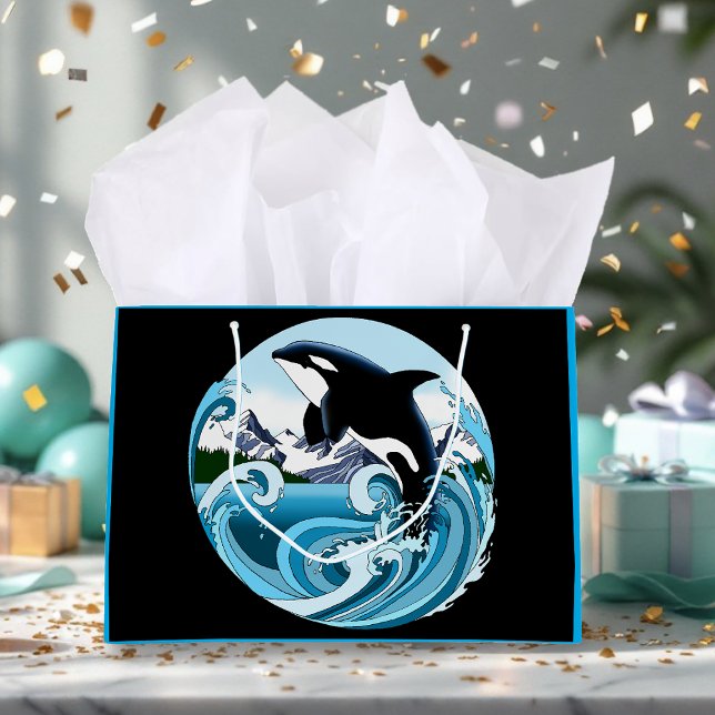 Bolsa De Regalo Grande Océano azul de ballena asesina de orca (Subido por el creador)