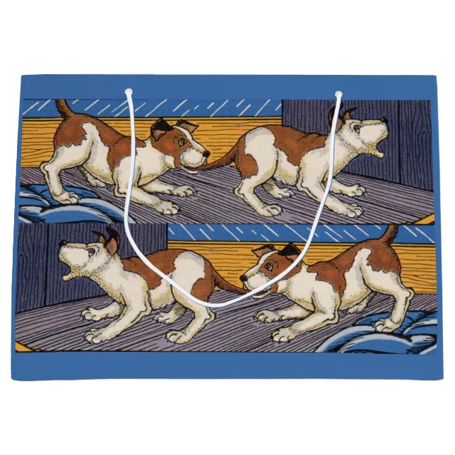 Bolsa De Regalo Grande ¡OCHE! perro muerde a perro (Anverso)