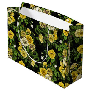 Bolsa De Regalo Grande Oculto en los rosas, amarillo y verde