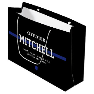 Bolsa De Regalo Grande Oficial de Policía Personalizado Línea Azul Delgad