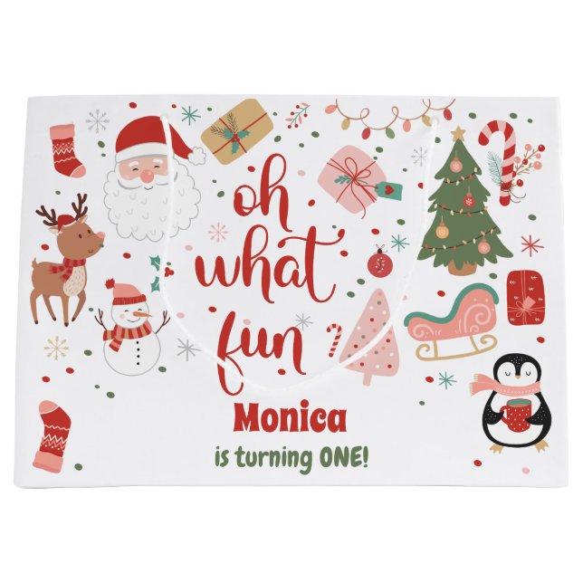 Bolsa De Regalo Grande Oh, qué navidades divertidos cumpleaños (Anverso)