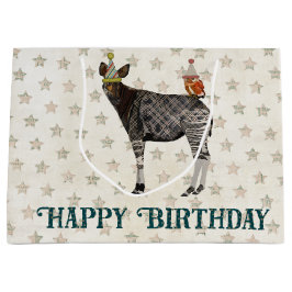 BOLSA DE REGALO GRANDE OKAPI Y BÚHO DEL CUMPLEAÑOS