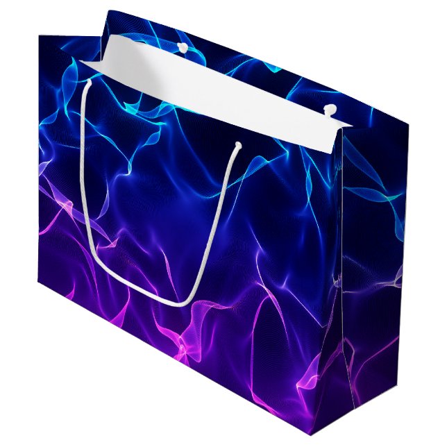Bolsa De Regalo Grande Olas abstractas elegantes -azul y púrpura- (Angulo Anverso)