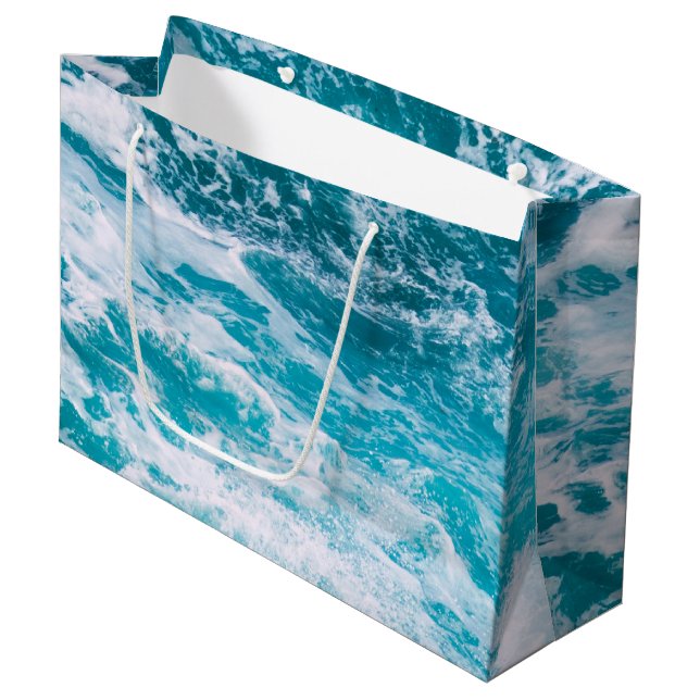 Bolsa De Regalo Grande Olas del océano azul (Angulo Anverso)