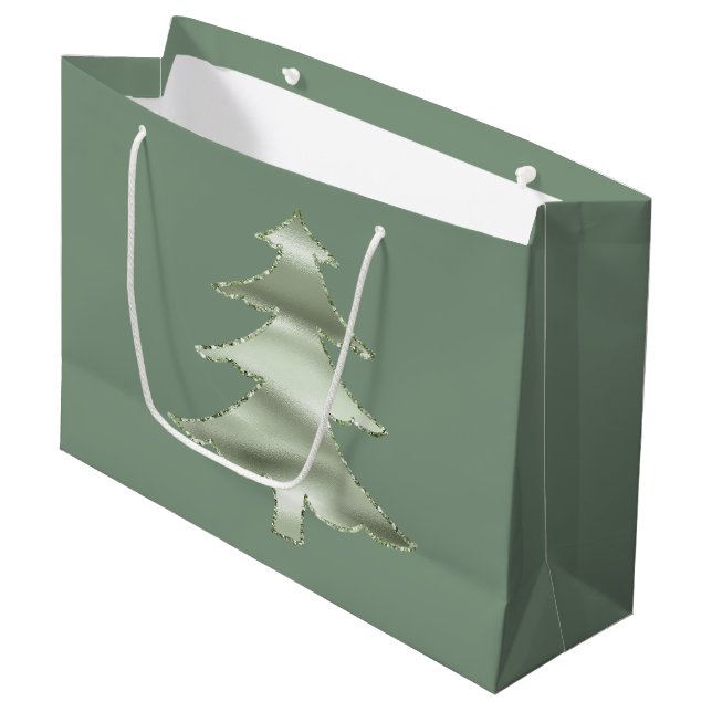 Bolsa De Regalo Grande Olive Pistachio Mint Green Christmas Tree (Angulo Anverso)