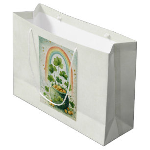 Bolsa De Regalo Grande Olla vintage de oro y arcoíris