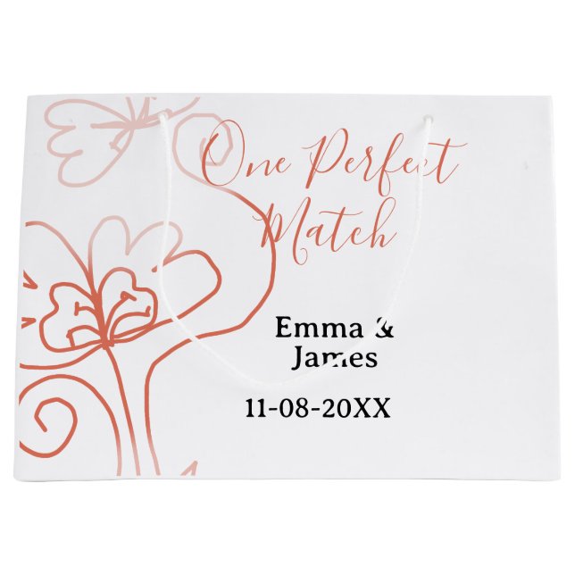 Bolsa De Regalo Grande One Perfect match terracotta wedding couple name f (Anverso)