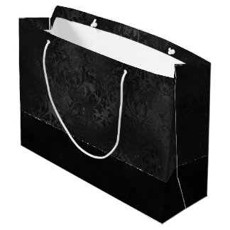 Bolsa De Regalo Grande Onyx Romance | Damasco negro satinado