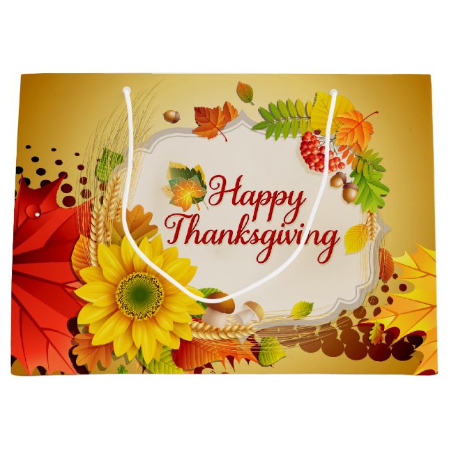 Bolsa De Regalo Grande Opciones de Feliz Día de Acción de Gracias 13A (Anverso)