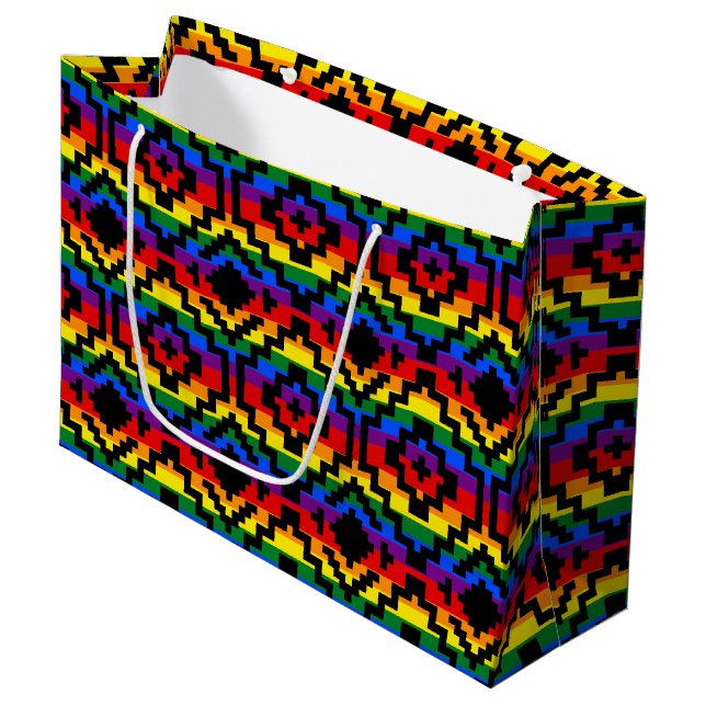 Bolsa De Regalo Grande Orgullo arcoiris LGBTQ geométrico (Angulo Anverso)