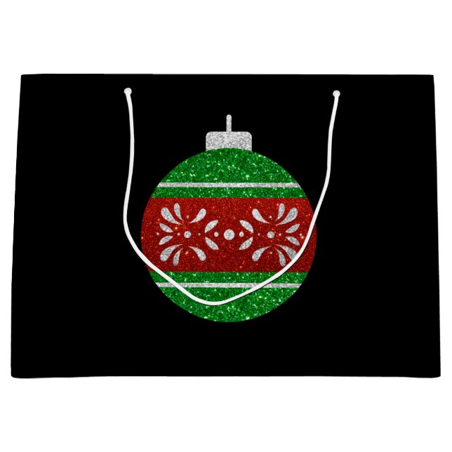 Bolsa De Regalo Grande Ornamento navideño purpurina (Anverso)