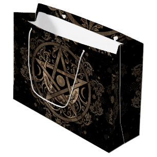 Bolsa De Regalo Grande Ornamento pentagram - Oro y negro