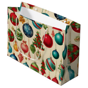 Bolsa De Regalo Grande Ornamentos coloridos de Navidad Vintage