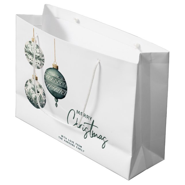 Bolsa De Regalo Grande Ornamentos de estilo nórdico moderno Feliz Navidad (Angulo Anverso)