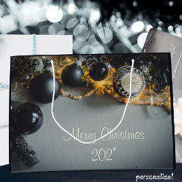 Bolsa De Regalo Grande Ornamentos de Navidad Gris Negro con tierras de cu