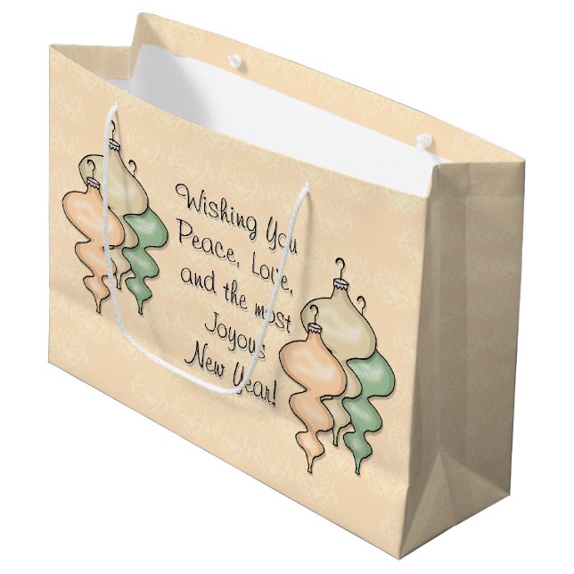 Bolsa De Regalo Grande Ornamentos de vidrio soplado en Damasco de durazno (Angulo Anverso)