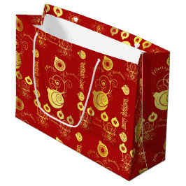 Bolsa De Regalo Grande Ornamentos rojos y dorados