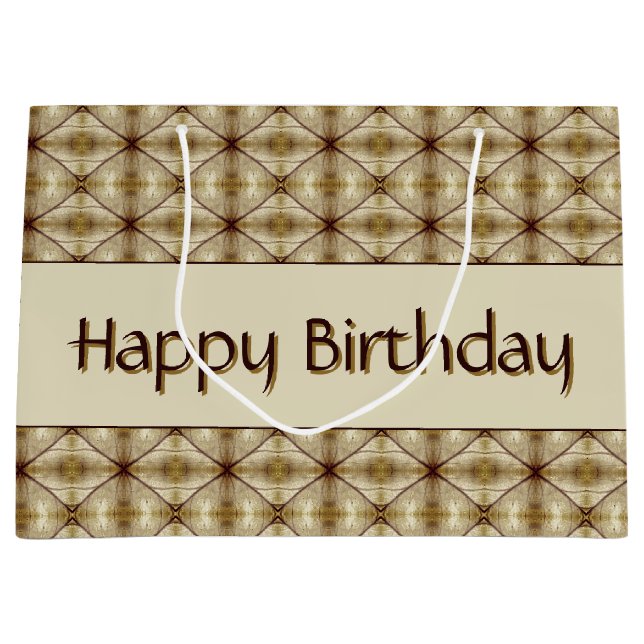 Bolsa De Regalo Grande Oro Beige Y Marrón Oscuro (Anverso)