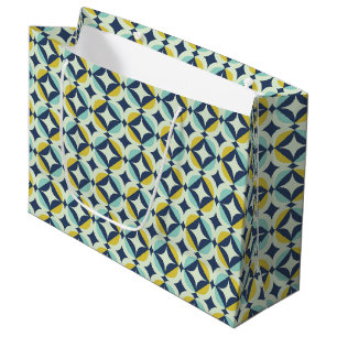 Bolsa De Regalo Grande Oro geométrico y modelo azul