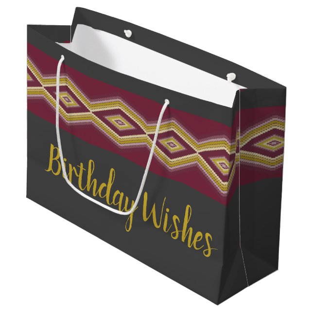 Bolsa De Regalo Grande Oro gris oscuro y púrpura (Angulo Anverso)