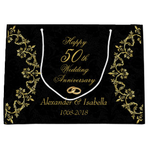 Bolsa De Regalo Grande Oro ordenado en el 50° aniversario de Boda negro
