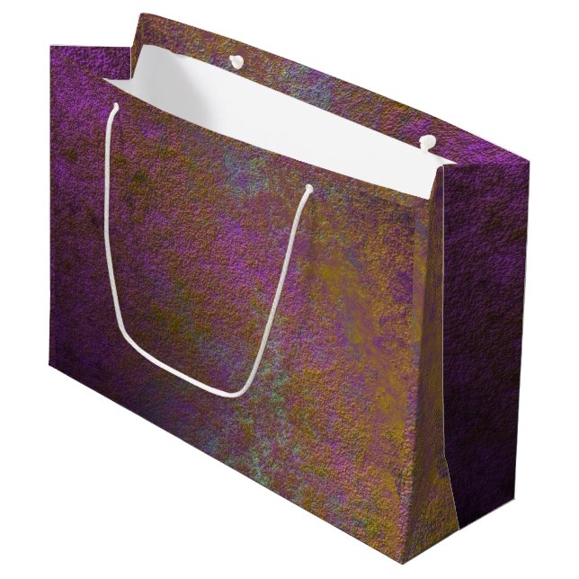 Bolsa De Regalo Grande Oro y diseño abstracto púrpura (Angulo Anverso)