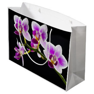 Bolsa De Regalo Grande Orquídea blanca y púrpura