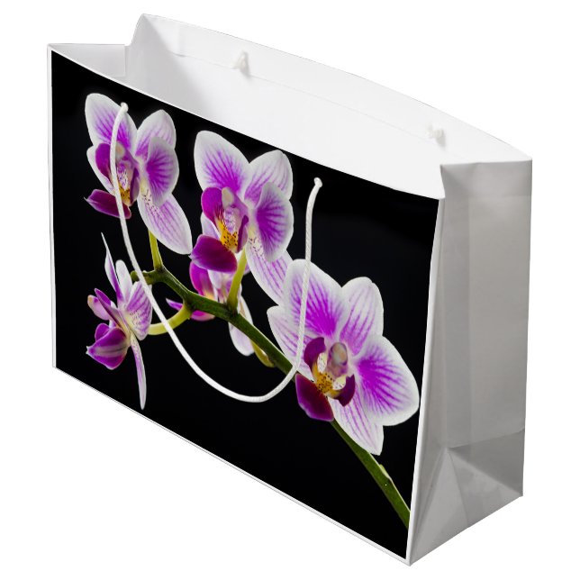 Bolsa De Regalo Grande Orquídea blanca y púrpura (Angulo reverso)