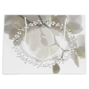 Bolsa De Regalo Grande Orquídeas blancas mullidas