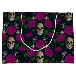 Bolsa De Regalo Grande Oscuro Rosa gótico gótico grisáceo Vines Raven Sku