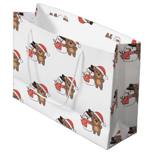 Bolsa De Regalo Grande Oso Con Snowman En Invierno Para Navidades De Gran