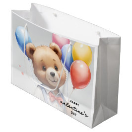 Bolsa De Regalo Grande Oso De Acuarela De Color Cutáneo el día de San Val