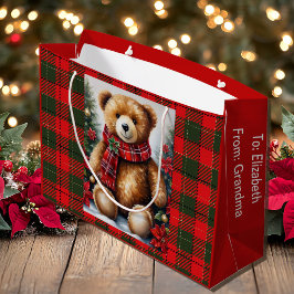 Bolsa De Regalo Grande Oso de peluche añade nombres Navidad linda