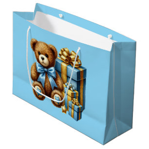 Bolsa De Regalo Grande Oso de peluche azul bebé