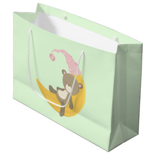 Bolsa De Regalo Grande Oso de peluche en luna creciente