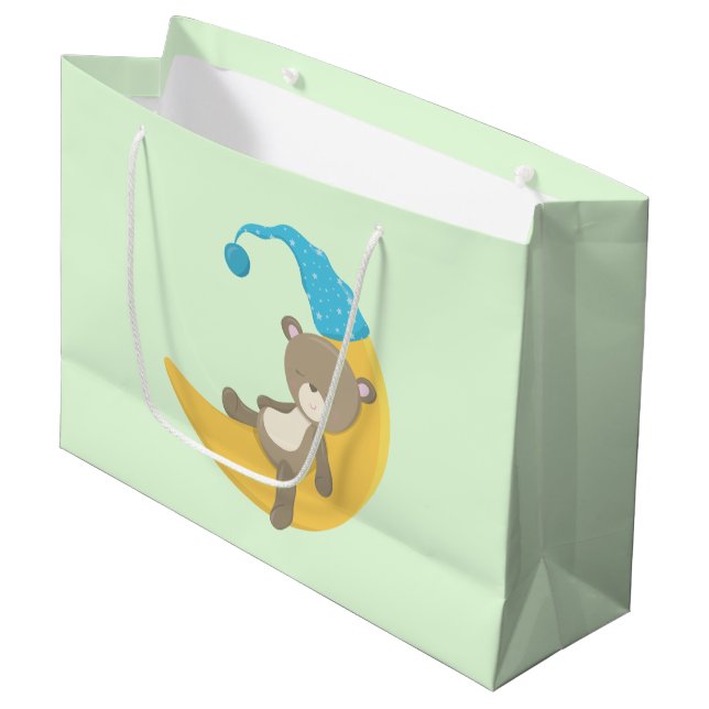 Bolsa De Regalo Grande Oso de peluche en luna creciente (Angulo Anverso)