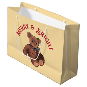 Bolsa De Regalo Grande Oso de peluche festivo alegre y brillante Navidad