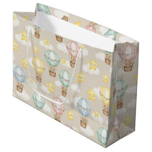 Bolsa De Regalo Grande Oso de peluche lindo globo aerostático Patrón neut
